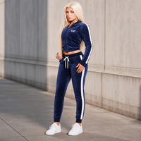 Ensemble de survêtement en velours doux 2 pièces pour femme 2026 – Veste de survêtement respirante et ajustée en velours élastique pour femme