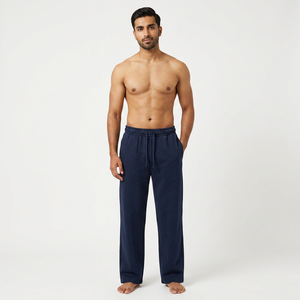 Custom Logo Casual Mens <b>Trousers</b> <b>Elastic</b> <b>Waist</b> Casual Sweat Sweatpants Loose Fit Straight Leg Plain Jogger Pants - Product Image 1