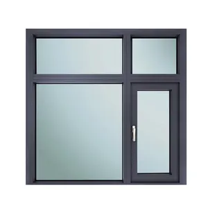 高品质单平面巨大黑色铝框钢化玻璃平开窗