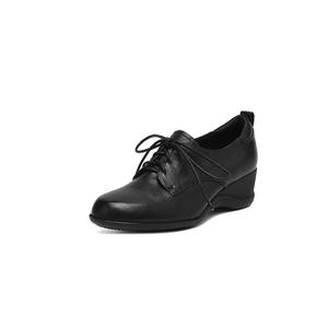 Nouveau modèle de chaussures classiques en cuir véritable, talon compensé, semelle souple rétro, dessus en cuir véritable, design à découpe profonde, lacets - Product Image 1