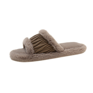 Pantoufles d'<span class=keywords><strong>hiver</strong></span> en cuir PU à dessus ouvert pour femmes avec doublure en coton en peluche respirant chaud pour un usage domestique pour <span class=keywords><strong>Amazon</strong></span> transfrontalier - Product Image 5