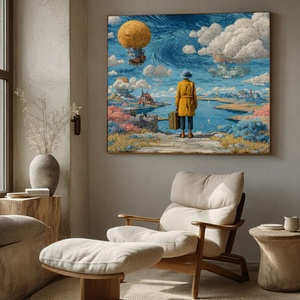 Peinture murale artisanale sur toile texturée, art réaliste Voyager Horizon, décoration intérieure pour la maison. - Product Image 3