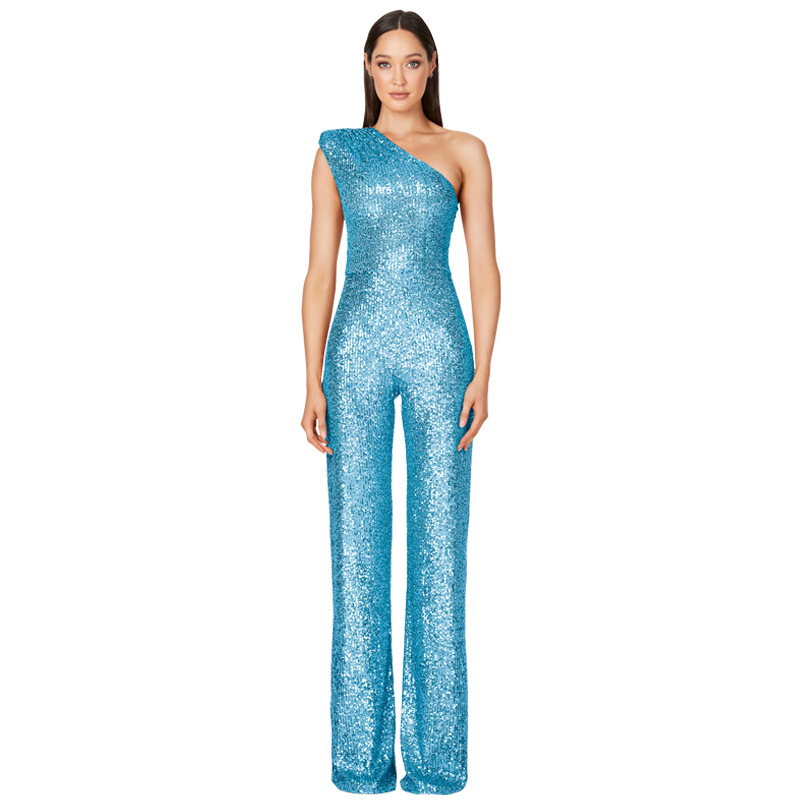 Salopette combinaison à sequins bleu ciel