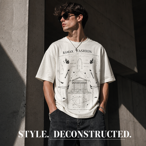 T-shirt en coton surdimensionné pour homme RAMAX FASHION, manches courtes, imprimé, style streetwear, col rond, blanc, 280 g/m² - Product Image 3
