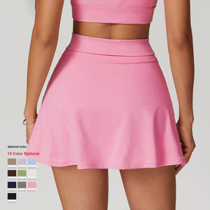 Pantaloni con gonna corta da Yoga a vita alta e traspirante per ginnastica e Tennis da allenamento Anti-esposizione gonna sportiva da donna - Product Image 3