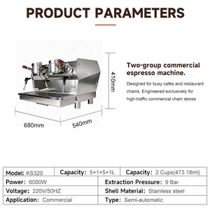 Cafetera Profesional de Doble Caldera 9 Bares, 2 Grupos, Semiautomática, para Hogar, Hotel y Uso Comercial - Product Image 4