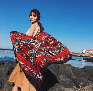 90x180 Lenço de poliéster macio em estilo Vintage cavalo vermelho preto rosa Digital impresso longo estilo arcos padrão para o departamento muçulmano - Product Image 6