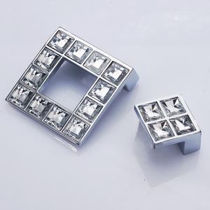 European Style Square Crystal Cabinet <b>Handle</b> Zinc Alloy Modern Wardrobe Drawer <b>Pull</b> Knob For Cabinet <b>Doors</b> - Product Image 4