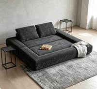 Modulares Modernes Bodensofa Sektionales Sofa Cord Niedrigprofiliges Sofaset Breite Armlehne Abnehmbare Rückenkissen Schlafzimmer Outdoor