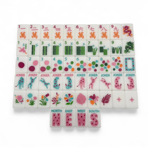 Tuiles de Mahjong de Luxe Xusheng, Ensemble de 160 Pièces, Thème Safari Printanier - Blanc Éclatant, Matériau Acrylique, Idéal pour Fêtes ou Cadeaux - Product Image 1