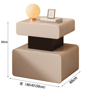 Double Layer Solid Wood Nightstand With Storage <b>Drawers</b> Modern Bedroom <b>Side</b> <b>Table</b> Square Design For Home Use - Product Image 2
