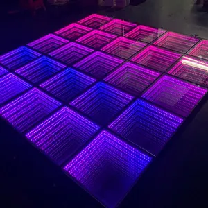 Led Dancing Floor Wedding Portable 3D Interactive Led Light Up Floor Tile Light Infinity Mirror Wireless Floor Dance light