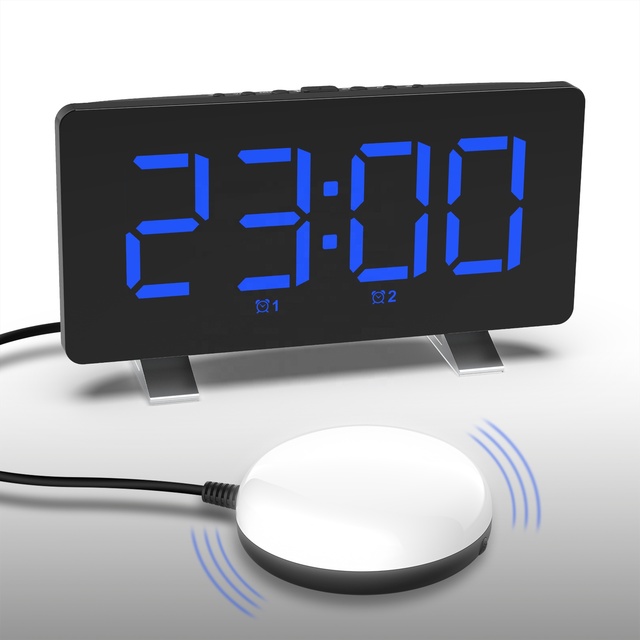 Customized- Extra Loud Vibrating Alarm Clock for Heavy Sleepers and Deaf Hearing Impaired with Nightlight and Bed Shaker