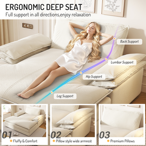 Chaise longue double inclinable moderne surdimensionnée, siège profond, chaise de lecture rembourrée, design détachable, salon, chambre à coucher - Product Image 6