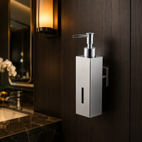 Distributeur de savon liquide et de shampoing mural moderne en acier inoxydable rechargeable pour toilettes et salle de bain
