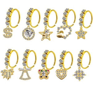 <span class=keywords><strong>Gaby</strong></span>-anillo de acero inoxidable para la nariz, joyería piercing para la nariz, con diseño de corazón y mariposa - Product Image 1
