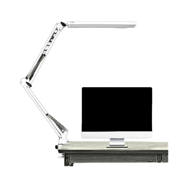 LED Electric Modern Aluminum Square Table Lamp Articulated Arm Clamp 3 Modes Brightness Dimmable 360 Rotation Reading Office
