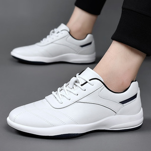 Chaussures bateau pour hommes en cuir véritable à bout rond, semelle extérieure en caoutchouc, semelle intermédiaire en EVA, style coréen, décontractées pour l'automne - Product Image 4