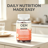 OEM Özel Etiketli Biotin Jelibonları 60 Adet 10000 MCG Ahududu Aromalı Besin Takviyesi