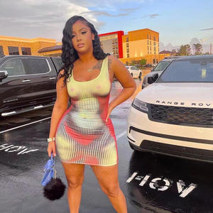 Vestido de moda para mujer, minivestidos blancos para niñas, vestidos informales de algodón con estampado de letras sin mangas para mujer, vestidos ajustados cortos de <span class=keywords><strong>verano</strong></span> informales - Product Image 1