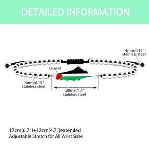 Pulsera al por mayor personalizada con mapa palestino - Joyería de la libertad con cuentas de acero inoxidable y cadena de circonita esmaltada para hombres y mujeres, ¡salva Gaza! - Product Image 2