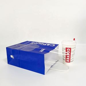 Vente flash - Sacs en papier kraft blanc écologiques et recyclables - Personnalisez votre propre logo - Impression pour café, thé, vin, jus, bière, champagne - À emporter - Product Image 2