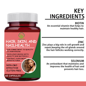 Cápsulas Veganas para Cabello, Piel y Uñas para Adultos, Biotina, Zinc, Hierro, Saw Palmetto, <span class=keywords><strong>Anticaída</strong></span> del Cabello, Reparación del Cuero Cabelludo, Suplemento de Belleza Halal - Product Image 3