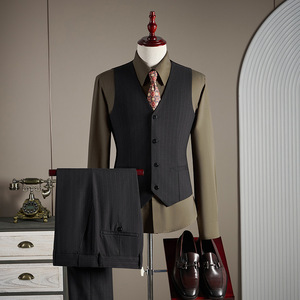 <span class=keywords><strong>Costume</strong></span> formel rayé pour <span class=keywords><strong>homme</strong></span> - Ensemble 2 pièces de haute qualité cousu <span class=keywords><strong>à</strong></span> la main - Product Image 4