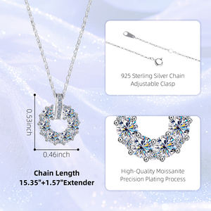 สร้อยคอเงินแท้ 925 ประดับมอสซาไนต์ทรงกลมเล็ก สำหรับผู้หญิง เครื่องประดับแฟชั่น ขายส่ง ของขวัญอัญมณี - Product Image 5