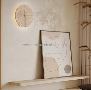 Wabi-sabi phong cách màu be travertine đá cẩm thạch sang trọng đồng hồ treo tường thiết kế - Product Image 2