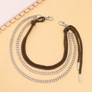 Trendy Multi Layer Metal Waist <b>Chain</b> With Brown Rope Ties For Denim Hip Hop Fashion Accessories Adult Wear - Product Image 4