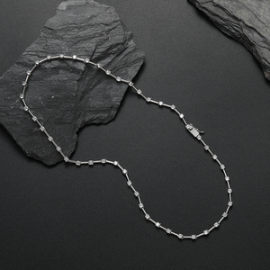 EYIKA oro bianco placcato rotondi da Tennis <span class=keywords><strong>con</strong></span> catena sottile 3MM semplice Design distanziatore 5A CZ collana di diamanti da donna - Product Image 3