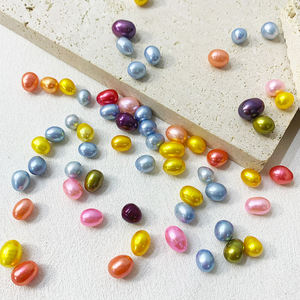 Hạt ngọc trai nước ngọt tự nhiên, nhuộm màu cầu vồng, hình dạng hạt gạo, bán sỉ, dùng làm đồ trang sức, kích thước 6-7mm - Product Image 2