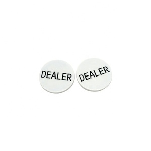 Directorio de fabricantes Calidad de <span class=keywords><strong>casino</strong></span> de acrílico blanco de 50mm con botón de distribuidor de palabra negra Distribuidor de accesorios de sala de póquer - Product Image 2