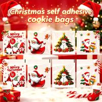 Sacs à biscuits de Noël autocollants en cellophane transparent pour nougat, flocons de neige, friandises de boulangerie et cadeaux de fête