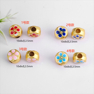 Perles intercalaires en émail cloisonné motif fleur de pêcher doré effet goutte d'huile, matériaux de fabrication de bijoux DIY, vente en gros - Product Image 2