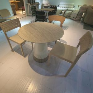 Venta al por mayor de muebles de fábrica moderno nórdico de 4 plazas restaurante cafetería Mesa de Piedra sinterizada 80cm mesa de comedor redonda - Product Image 3