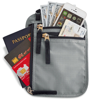 Porte-passeport familial en nylon avec fermeture éclair antivol RFID, fin, imperméable, multifonction, avec bandoulière