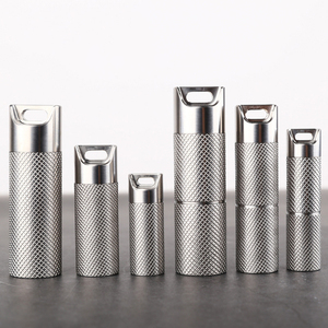 Promotional Titanium Waterproof Keychain, Pill Holder Container Portable Mini Size Pill Box Case for Outdoor Travel Camping/