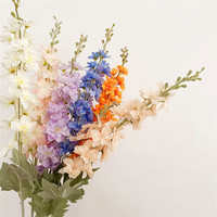 Fleurs artificielles de delphinium floquées à longue tige, fausses fleurs de spur en soie pour décoration de mariage, de maison et centre de table