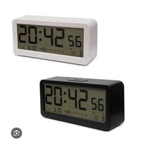 Reloj Despertador Digital con Pantalla LED 2042, Fecha, Hora, Calendario, Blanco y Negro, Reloj de Escritorio