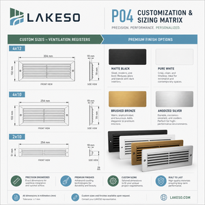 Griglia Decorativa per Pavimento Lakeso in Acciaio Grigio Scuro, 4x12 Pollici, Copertura di Ventilazione a Motivo Geometrico per Casa, Hotel, HVAC, Vendita all'Ingrosso - Product Image 3