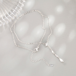 Collier en argent 925 avec pendentif œil turc et main de Fatma, double protection, chaîne longue, amulette féminine, vente en gros - Product Image 1