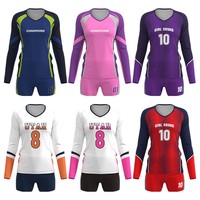 Hochwertige Volleyball-Team-Sportbekleidung Elastischer Stoff V-Ausschnitt Individuell Bedruckte Vollständig Sublimierte Damen Langarm-Trikots