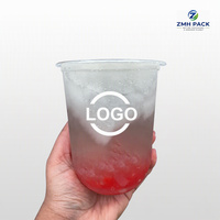 Gobelets et couvercles jetables en PET transparent de qualité alimentaire 89-360U avec pailles pour les salons de thé Boba, impression par transfert thermique personnalisée OEM