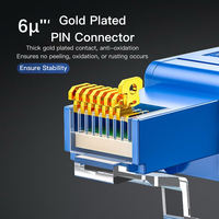 SAMZHE 1 unidad Conector RJ45 Cat6a de 6 pulgadas chapado en oro, sin herramientas, sin blindaje, con carcasa de PC, 8P8C, modular, de fácil instalación