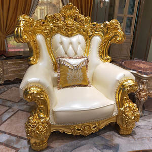 Set Sofa Mewah Gaya Italia, Sofa Eropa Kayu Klasik Mewah dengan Bantal - Product Image 3