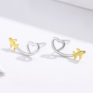 Pendientes de Plata de Ley 925 Auténtica con Forma de Corazón, Pendientes Largos, Joyería, Regalos para Niñas, Pendientes Coreanos SCE632 <span class=keywords><strong>BAMOER</strong></span> - Product Image 2