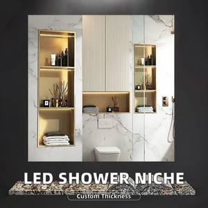 <span class=keywords><strong>Niche</strong></span> murale <span class=keywords><strong>de</strong></span> douche moderne personnalisée à 3 niveaux avec éclairage LED, écologique, en acier inoxydable 304, finition chromée - Product Image 2