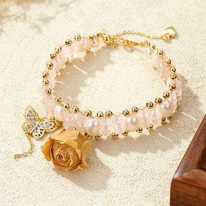 Extensor <span class=keywords><strong>de</strong></span> Cadena <span class=keywords><strong>de</strong></span> Eslabones en Forma <span class=keywords><strong>de</strong></span> O, Chapado en Oro <span class=keywords><strong>de</strong></span> 14K, Hecho a Mano, Romántico, para Boda, con Colgante <span class=keywords><strong>de</strong></span> Rosa <span class=keywords><strong>de</strong></span> Agua Dulce Estilo <span class=keywords><strong>Swarovski</strong></span> - Product Image 3